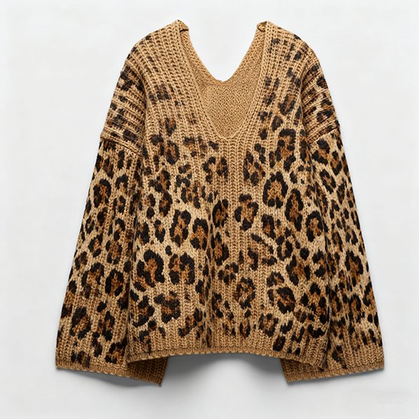 Women's Stylish Solid V-Neck Knit Sweater - Elegant Long-Sleeve