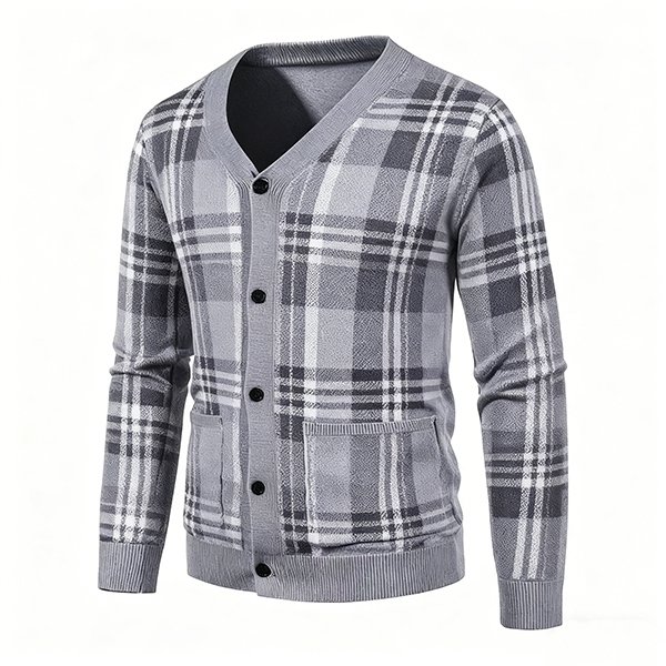 Men's Autumn Trendy V-Neck Slim-Fit Knit Cardigan - Breathable Casual Jacket
