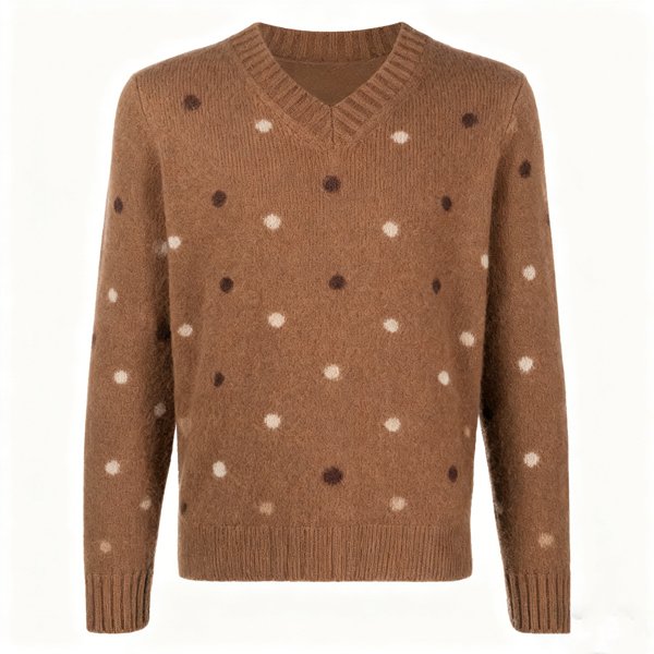 Men's V-Neck Cashmere Ribbed Pullover - Winter Warm Knit Sweater