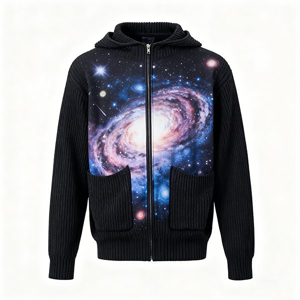 Men's Casual Hooded Long-Sleeve Knit Cardigan - Zipper Front Jacket